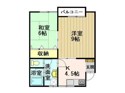 クライスデール天王台B(2K/1階)の間取り写真