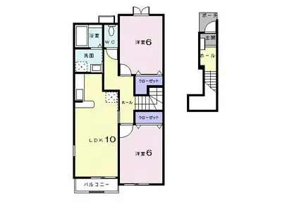 ブランドバーグA(2LDK/2階)の間取り写真