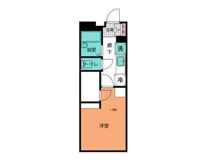 フローラ西船(1K/3階)の間取り写真