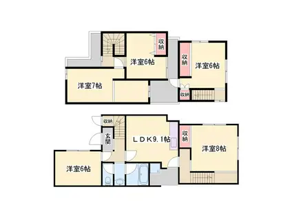 新神野タウンハウスB棟(5LDK/1階)の間取り写真
