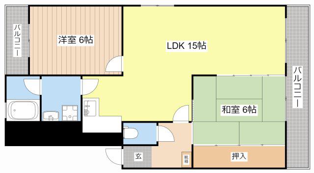 ハイツエクセルII番館(2LDK/3階)の間取り写真