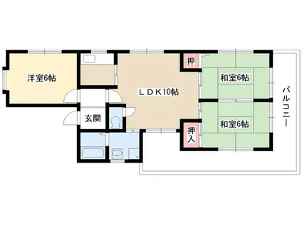 グリーンシャトー赤坂(3DK/1階)の間取り写真