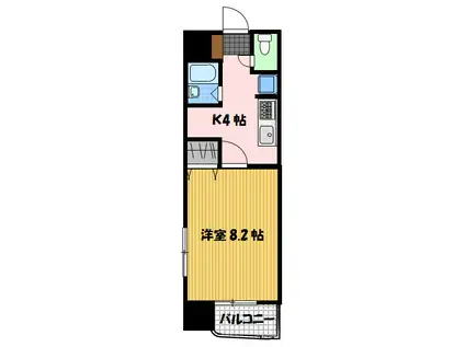 サンロイヤル(1K/10階)の間取り写真