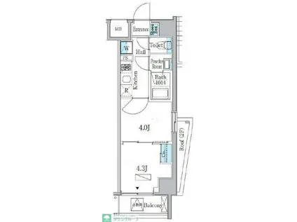 プライマル門前仲町(1DK/7階)の間取り写真