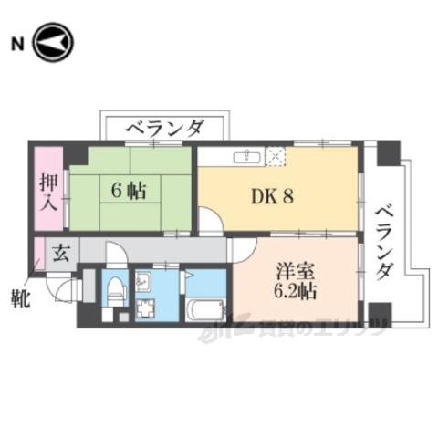 シャトーハイネ(2DK/4階)の間取り写真