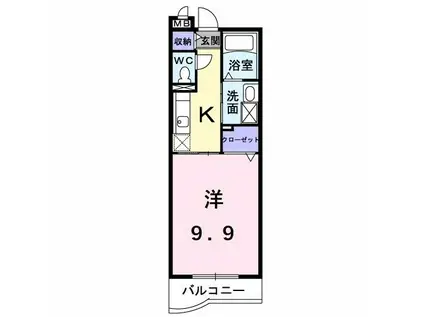 ダイアモンド エフ(1K/1階)の間取り写真