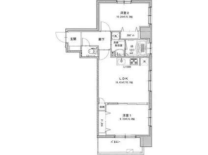 ヴィクトワール・フルーヴVI(2LDK/4階)の間取り写真