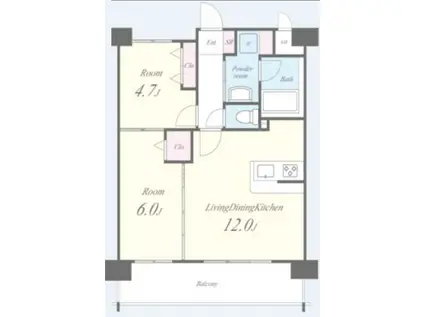 ホワイトアゲート博多(2LDK/9階)の間取り写真