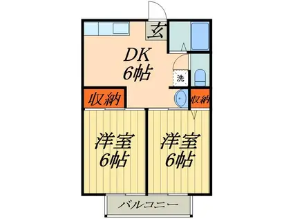 シティハイム浅井(2DK/1階)の間取り写真