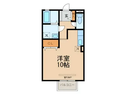 ガーデン・シャトレI 単身棟(ワンルーム/1階)の間取り写真