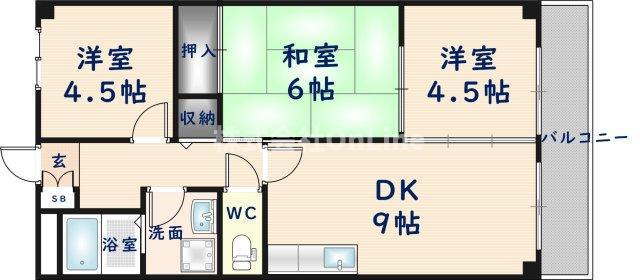 カーサフィオーレ弐番館(3DK/4階)の間取り写真