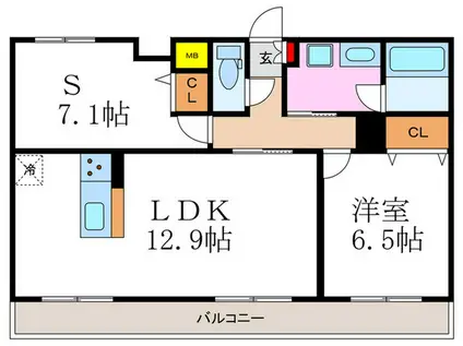 エストリュエル(1SLDK/3階)の間取り写真