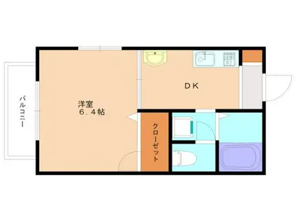 グレース高原A(1DK/1階)の間取り写真