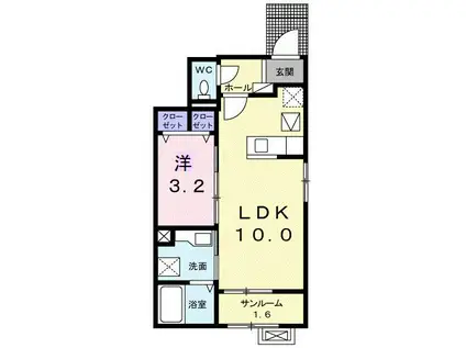 クレシエンテ(1LDK/1階)の間取り写真