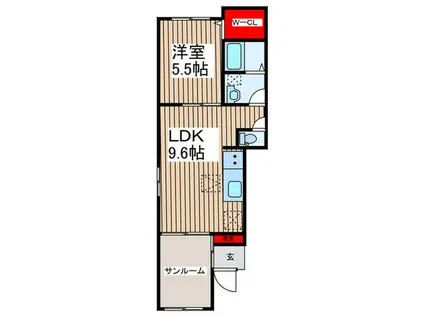 仏子駅 徒歩12分   1LDK(1LDK/1階)の間取り写真