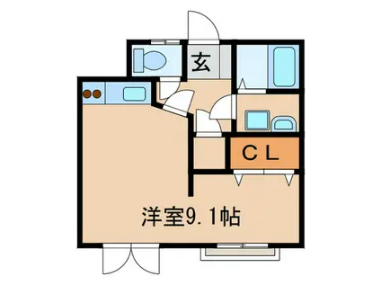 メイプルフォレスト(ワンルーム/2階)の間取り写真