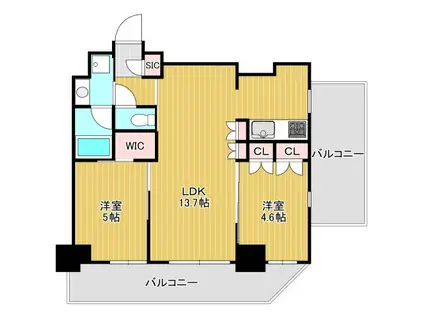 オーキッドレジデンス戸越公園(2LDK/8階)の間取り写真