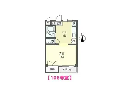 ホープハイム(1DK/1階)の間取り写真