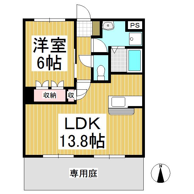 LR.サウスWAVE(1LDK/1階)の間取り写真