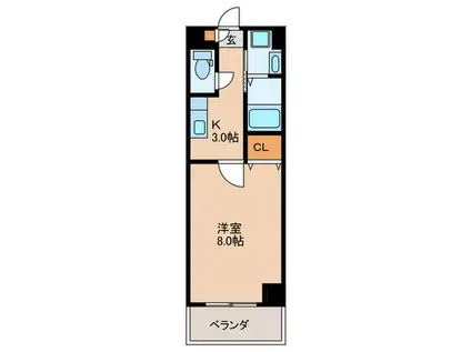 サンジュエル鴨池(1K/3階)の間取り写真