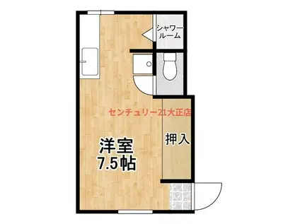 コーポスエヒロ(ワンルーム/2階)の間取り写真