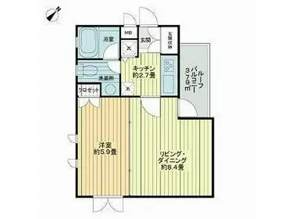 デュオ・スカーラ幡ヶ谷(1LDK/5階)の間取り写真