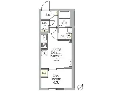 アグライア新宿横寺町(1LDK/2階)の間取り写真