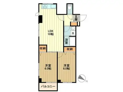 ラ・ルース国立(2LDK/2階)の間取り写真