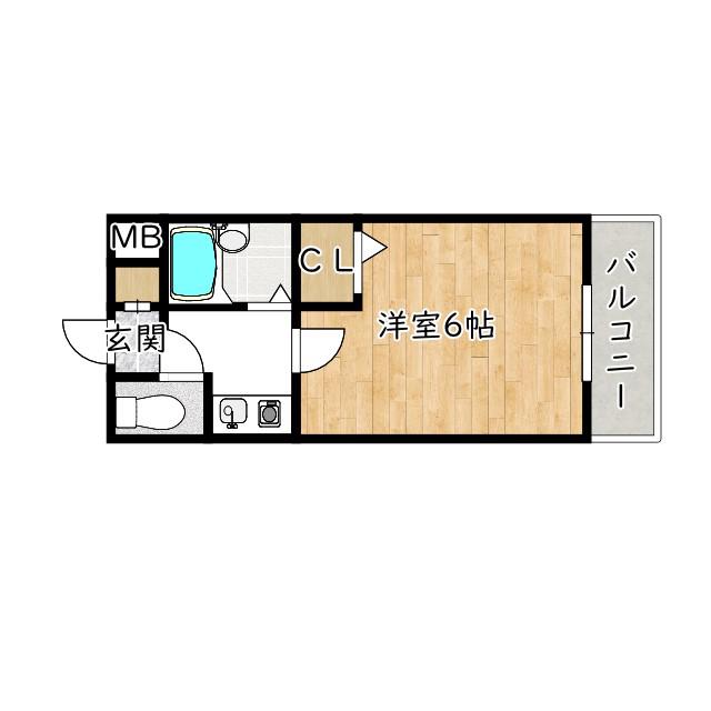 昌和富木(1K/2階)の間取り写真
