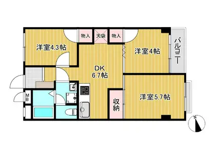 加昌マンション(3DK/2階)の間取り写真