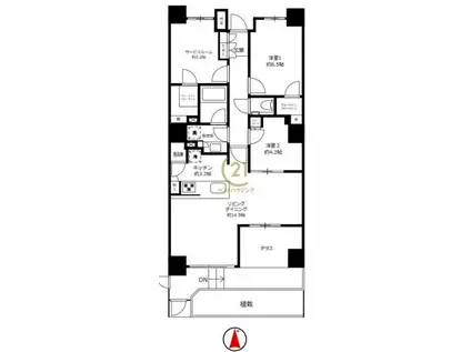 グランスイート神楽坂ピアースノースヒルズ(2SLDK/1階)の間取り写真