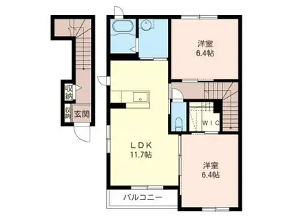 アルベール01(2LDK/2階)の間取り写真
