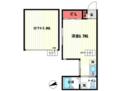 ソリッド溝の口(ワンルーム/2階)の間取り写真
