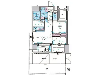 ジェノヴィア浅草IIスカイガーデン(2LDK/1階)の間取り写真