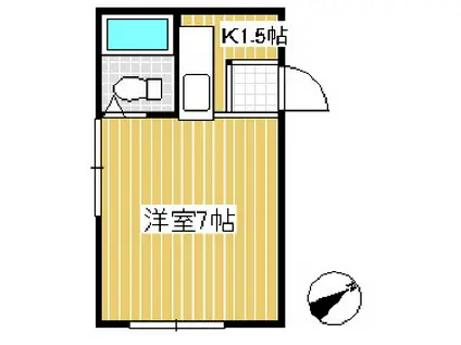 コーポ鷹匠(ワンルーム/3階)の間取り写真