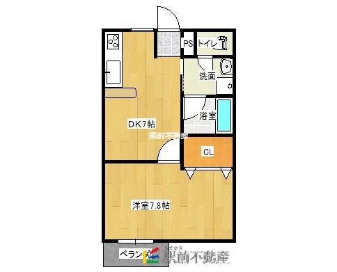 ディンプルハイツII(1DK/2階)の間取り写真