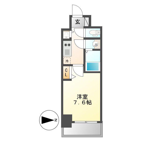 プレサンス東別院駅前(1K/2階)の間取り写真
