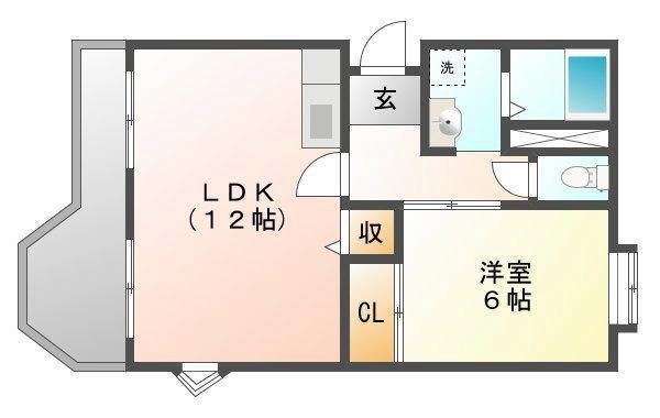 カインド小野(1LDK/4階)の間取り写真