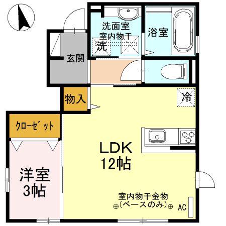 DREAMINGA棟(1LDK/1階)の間取り写真
