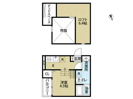 PALETTE(1K/1階)の間取り写真