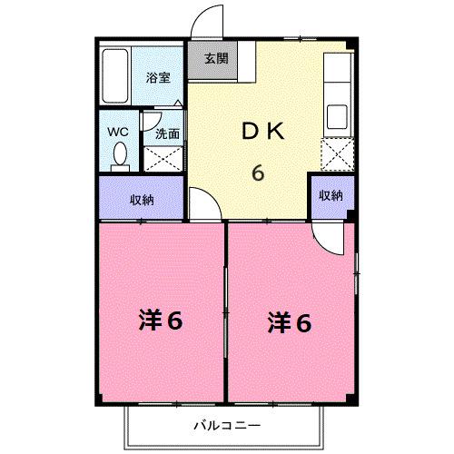 シティハイツ池の浦(2DK/2階)の間取り写真