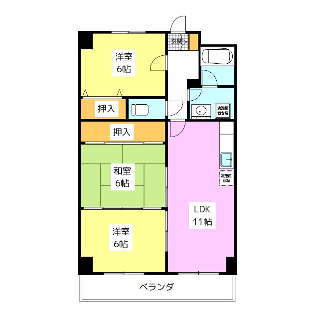 サンリバー博多南(3LDK/5階)の間取り写真