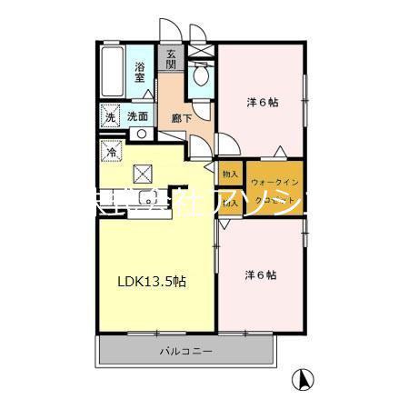 ロイヤルガーデンII(2LDK/1階)の間取り写真