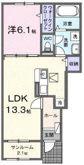 ロードクロジット(1LDK/1階)の間取り写真