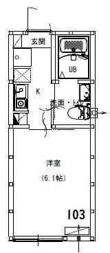アルサーヴ千葉(1K/1階)の間取り写真