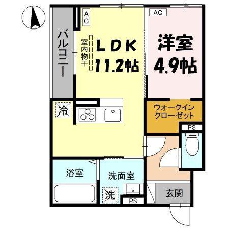 草加市氷川町PJⅣ A(1LDK/2階)の間取り写真