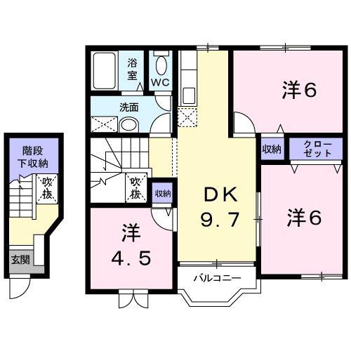 クレーデレ ドーノ ヨッシーI(3DK/2階)の間取り写真