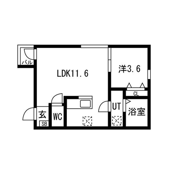 緑と風のクーレ(1LDK/1階)の間取り写真
