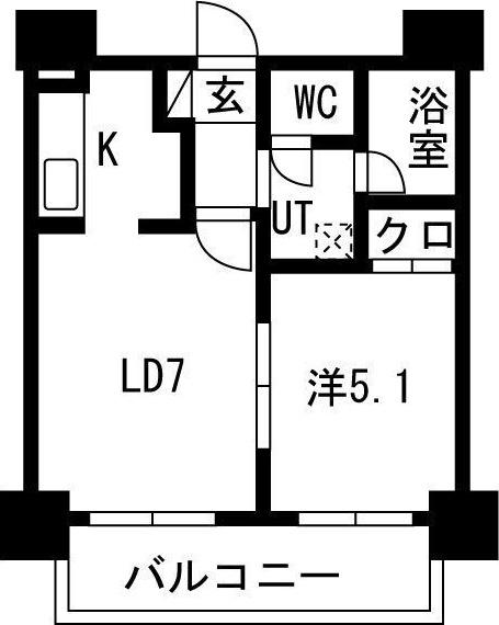 カーサアブリール(1LDK/5階)の間取り写真