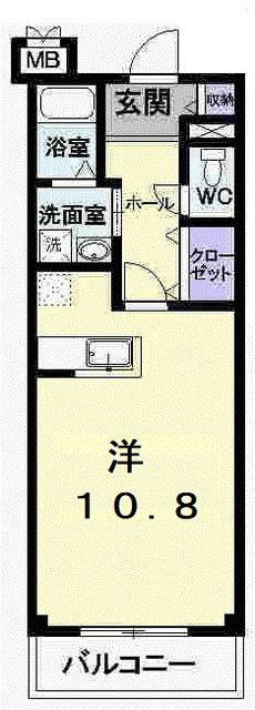 パラディーゾ春日町(ワンルーム/2階)の間取り写真